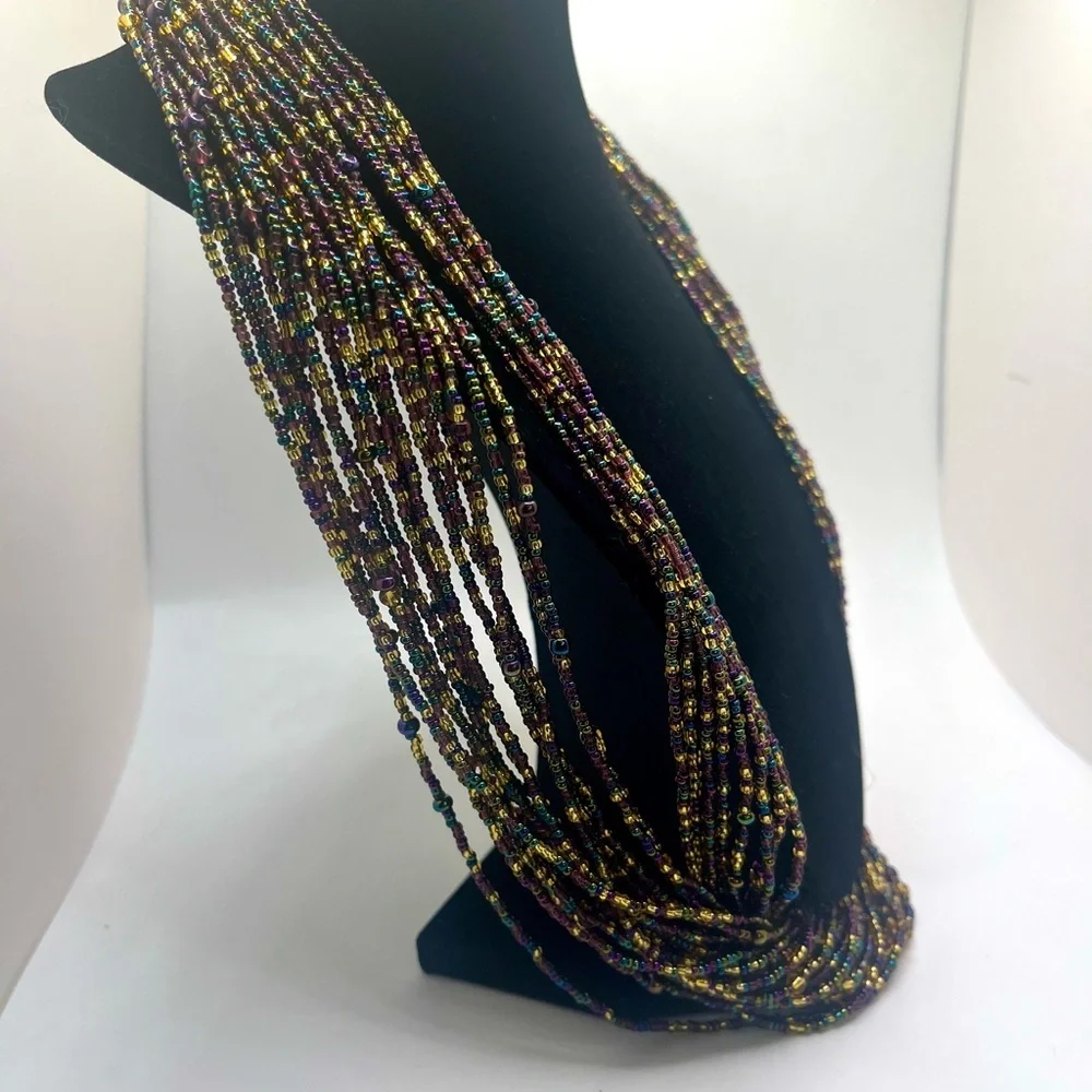 Joan Rivers Multi Strand Iridescent Seed Bead Necklace w Complimentary Earrings - Picture 11 of 13